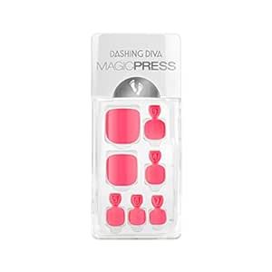 Dashing Diva Magic Press Pedicure - Paradise Pink | Pedicure Press On Nails | Long Lasting Stick On Gel Nails for Toes | Lasts Up to 7 Days | Contains 26 Stick On Nails, 1 Prep Pad, 1 File