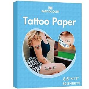 MECOLOUR Printable Temporary Tattoo Paper for LASER Printer,8.5"X11" 30 Sheets, DIY Image Transfer Decal Paper for Skin