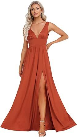 Ever-Pretty Women's Deep V-Neck Sleeveless Side Slit Floor Length Evening Dress 0168B-USA